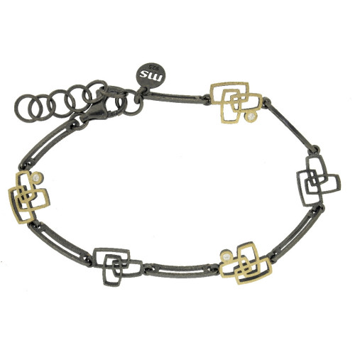 Pulsera de plata, oro y brillante