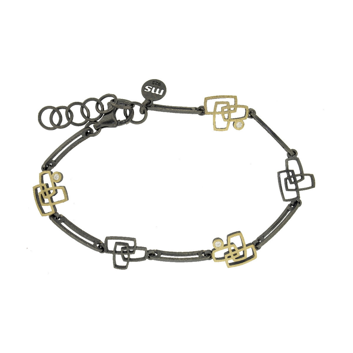 Pulsera de plata, oro y brillante