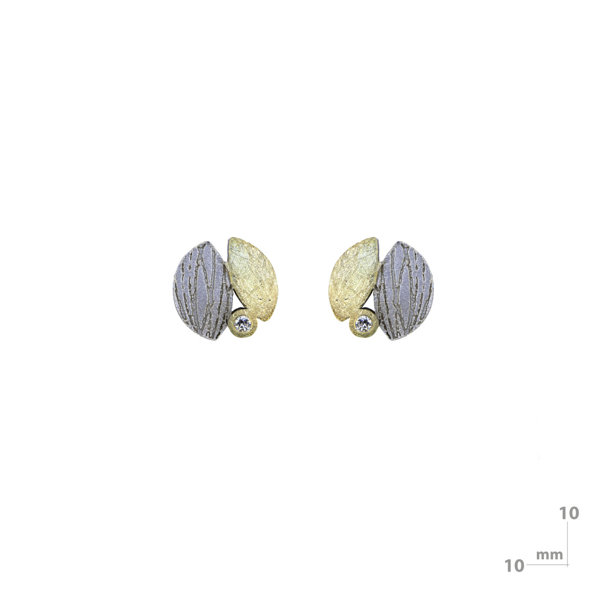 Pendientes de plata, oro y brillantes