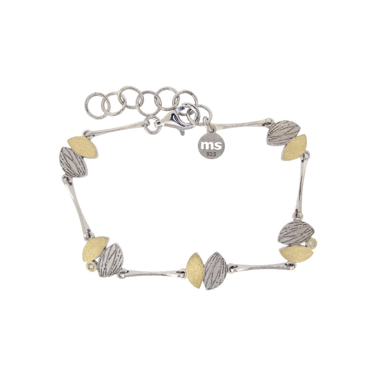 Pulsera de plata, oro y brillante
