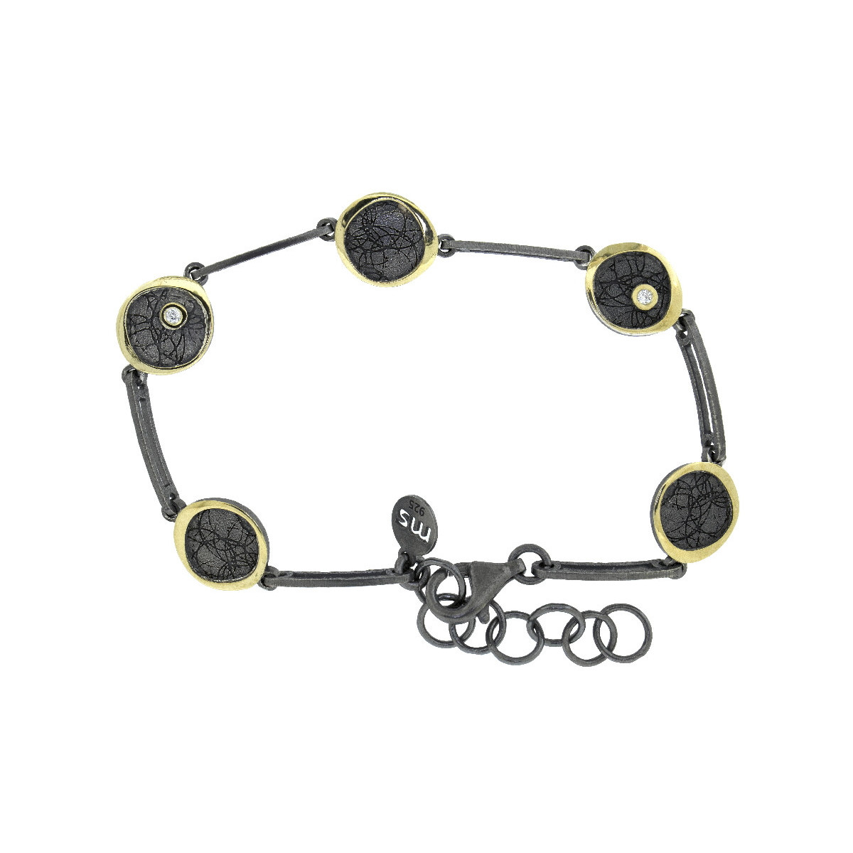 Pulsera de plata, oro y brillante