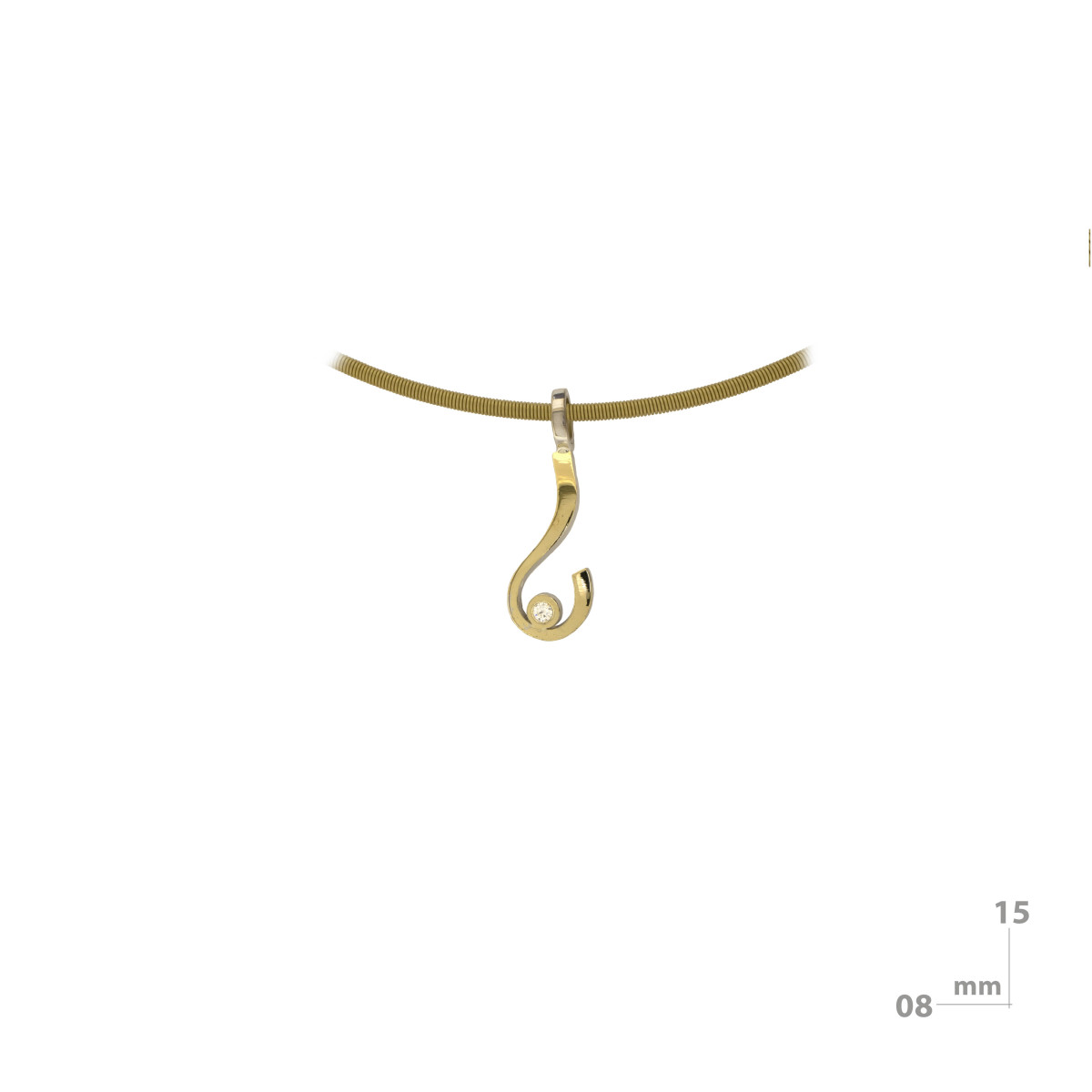 Pendant made of silver, gold and shiny