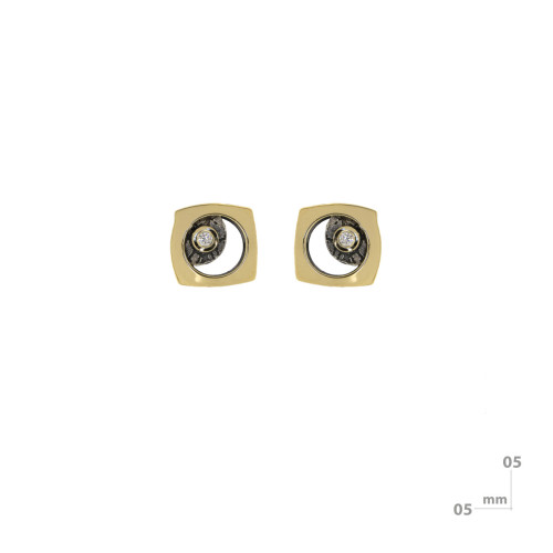 Pendientes de plata, oro y brillantes de 0.030 ct