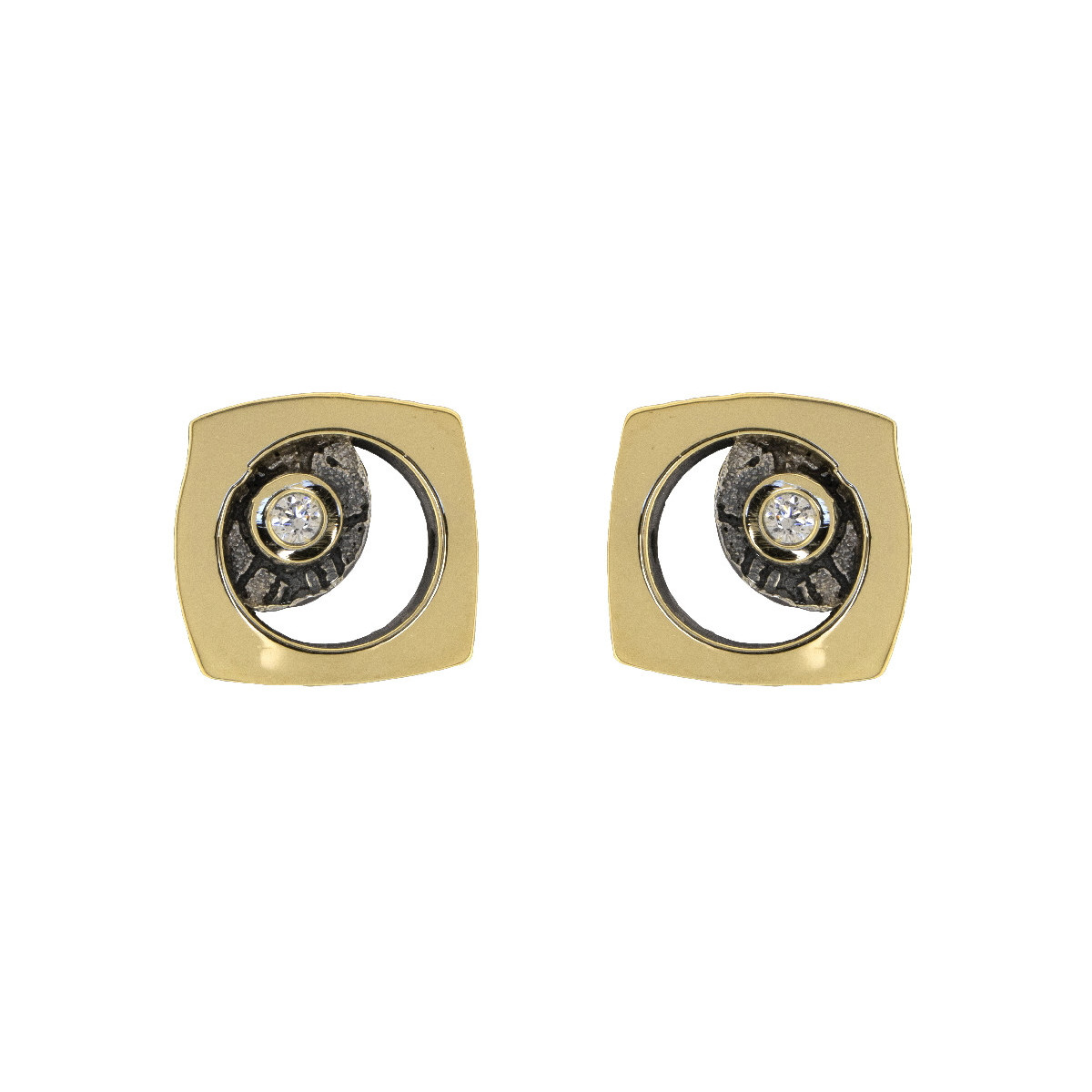 Pendientes de plata, oro y brillantes de 0.030 ct