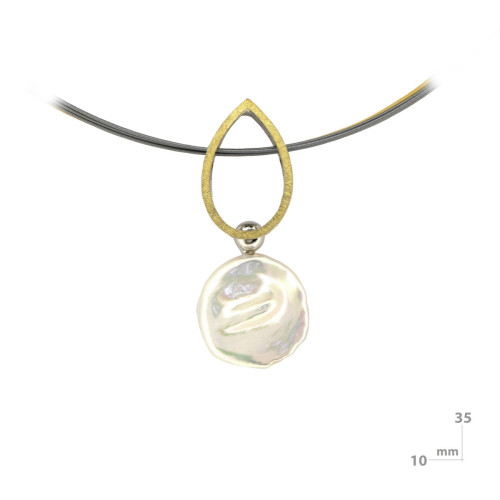 Colgante de plata, oro y perla Keshmi