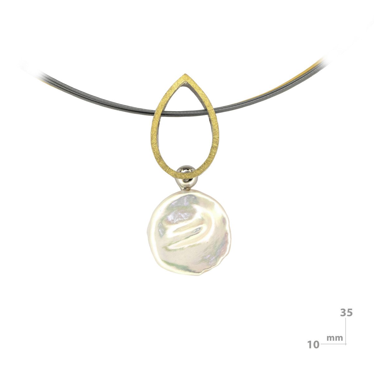 Colgante de plata, oro y perla Keshmi
