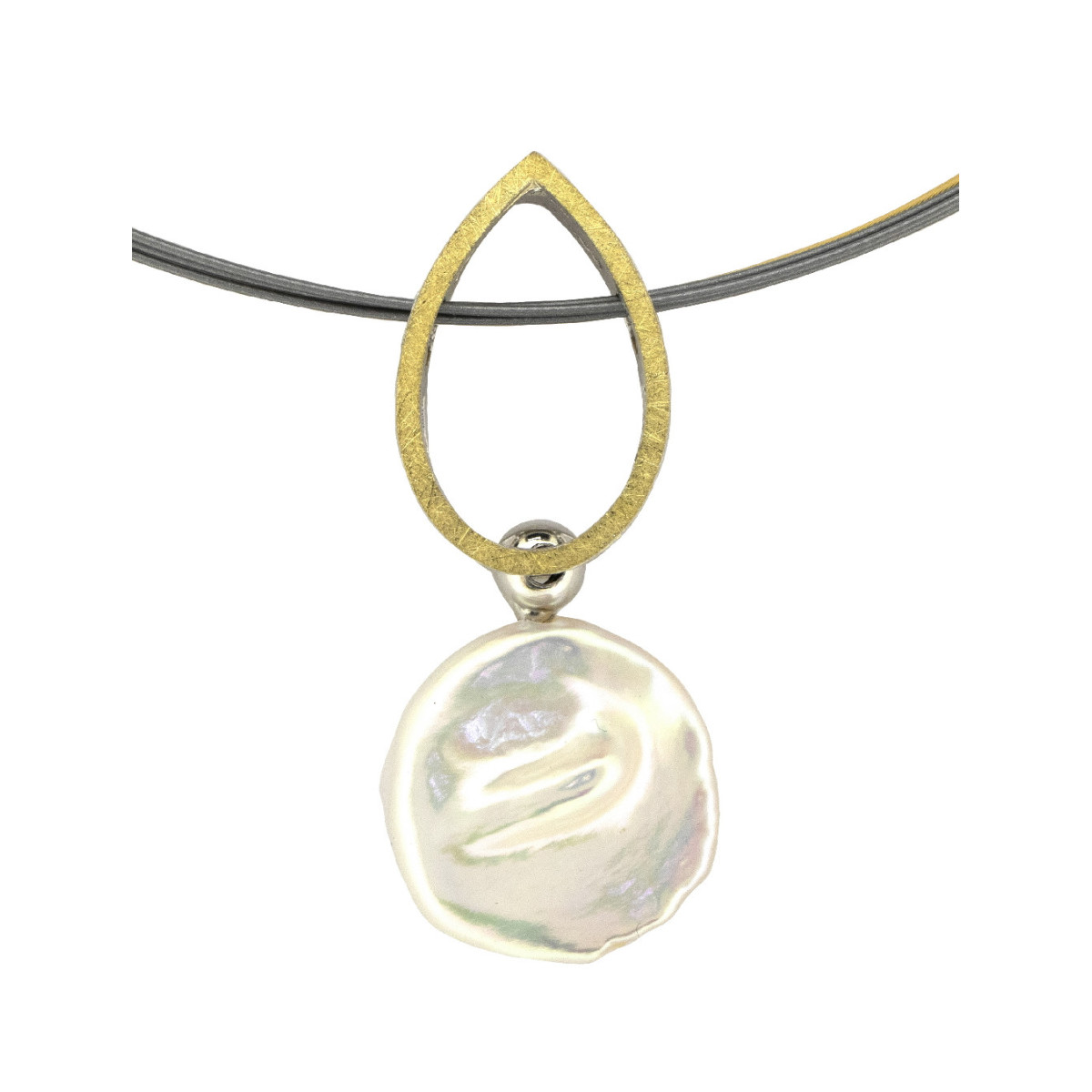 Colgante de plata, oro y perla Keshmi
