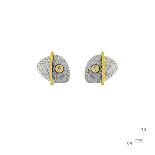 Pendientes de plata, oro y brillante