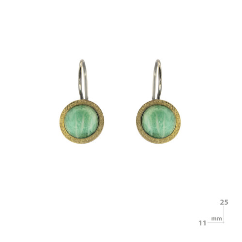 Pendientes de plata, oro y amazonita