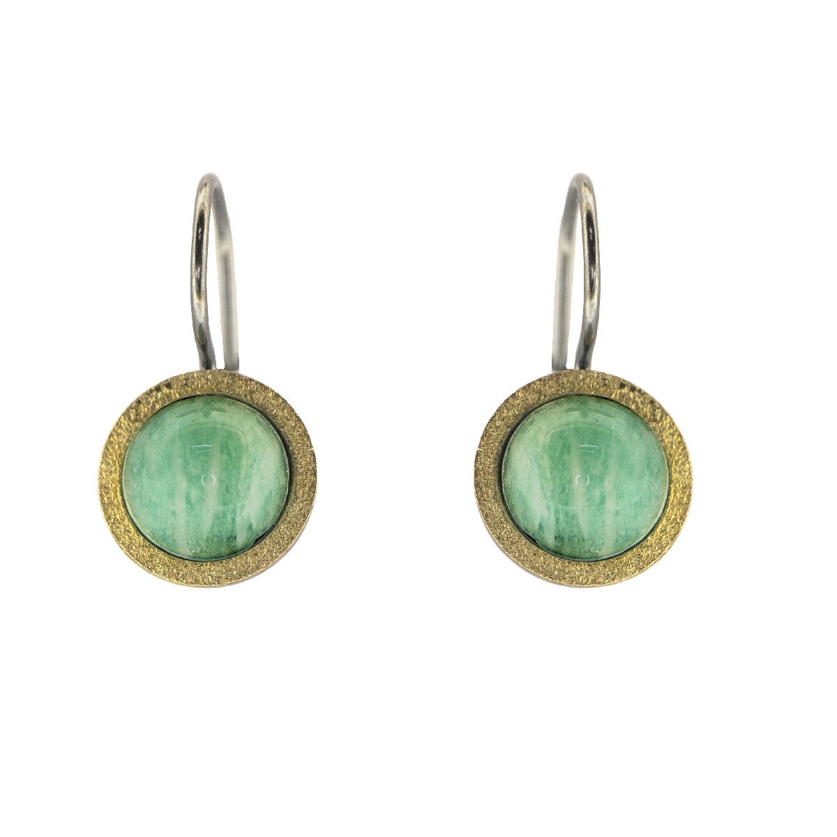 Pendientes de plata, oro y amazonita