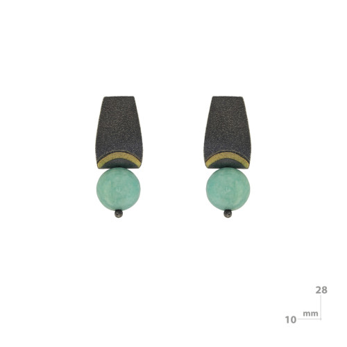 Pendientes de plata, oro y amazonita
