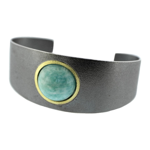 Pulsera de plata, oro y amazonita