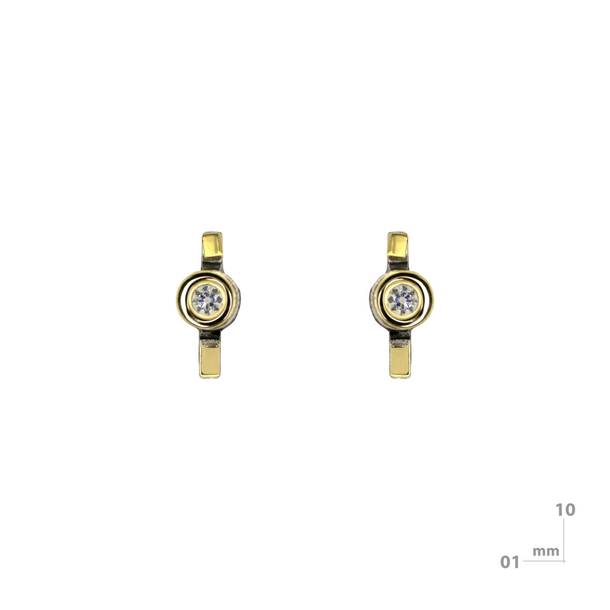 Pendientes de plata, oro y brillantes