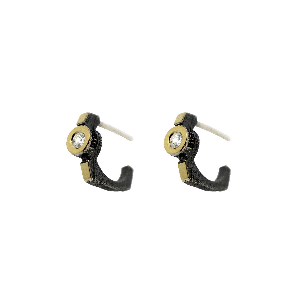 Pendientes de plata, oro y brillantes