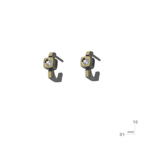 Pendientes de plata, oro y brillantes
