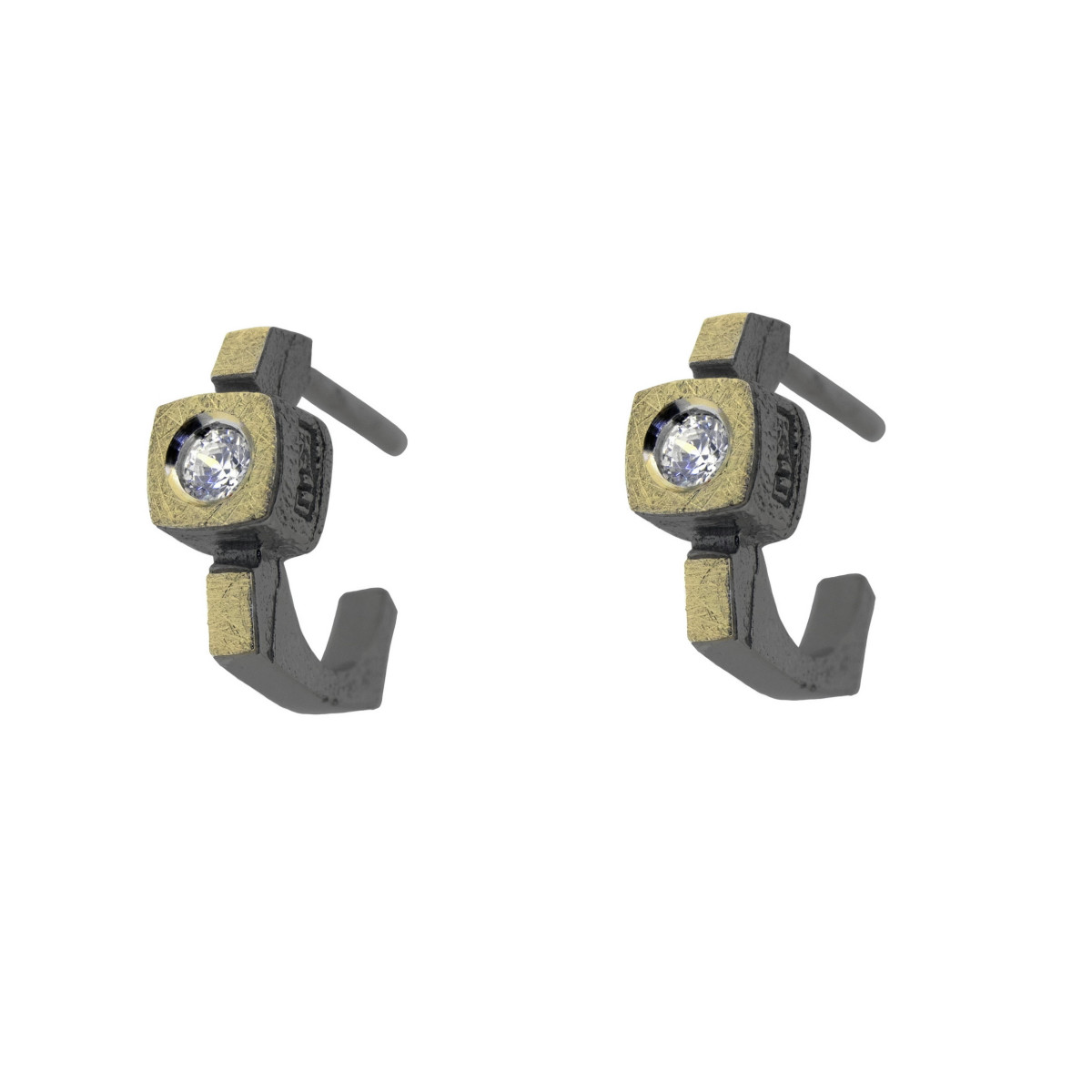 Pendientes de plata, oro y brillantes