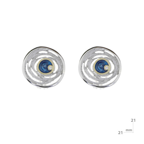 Pendientes de plata, oro, esmalte y brillantes
