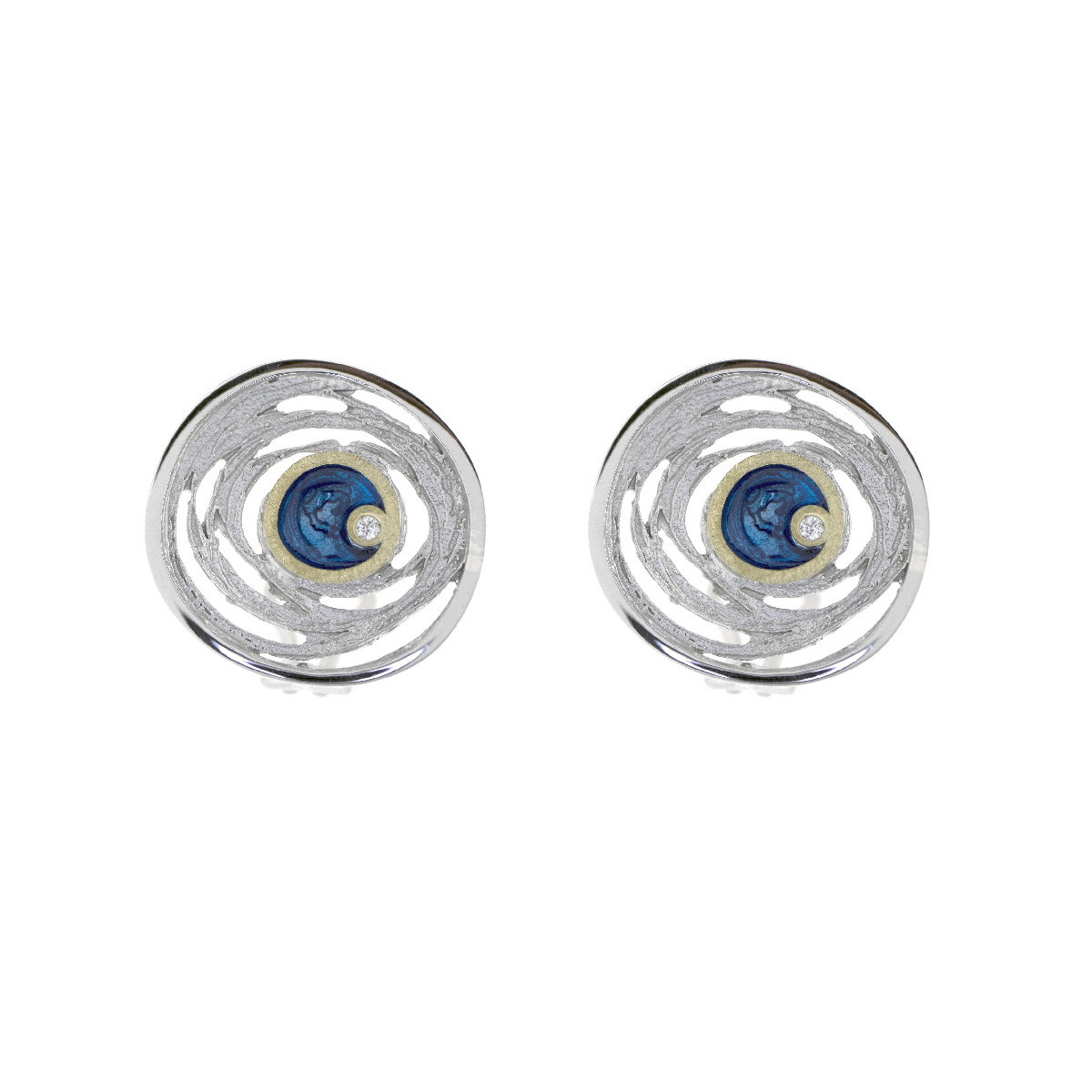 Pendientes de plata, oro, esmalte y brillantes