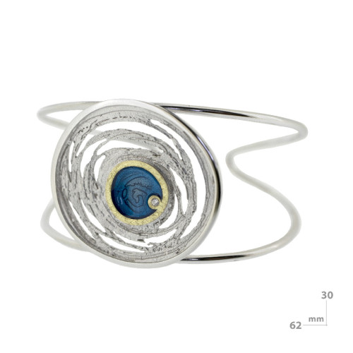Esclava de plata, oro, esmalte y brillante