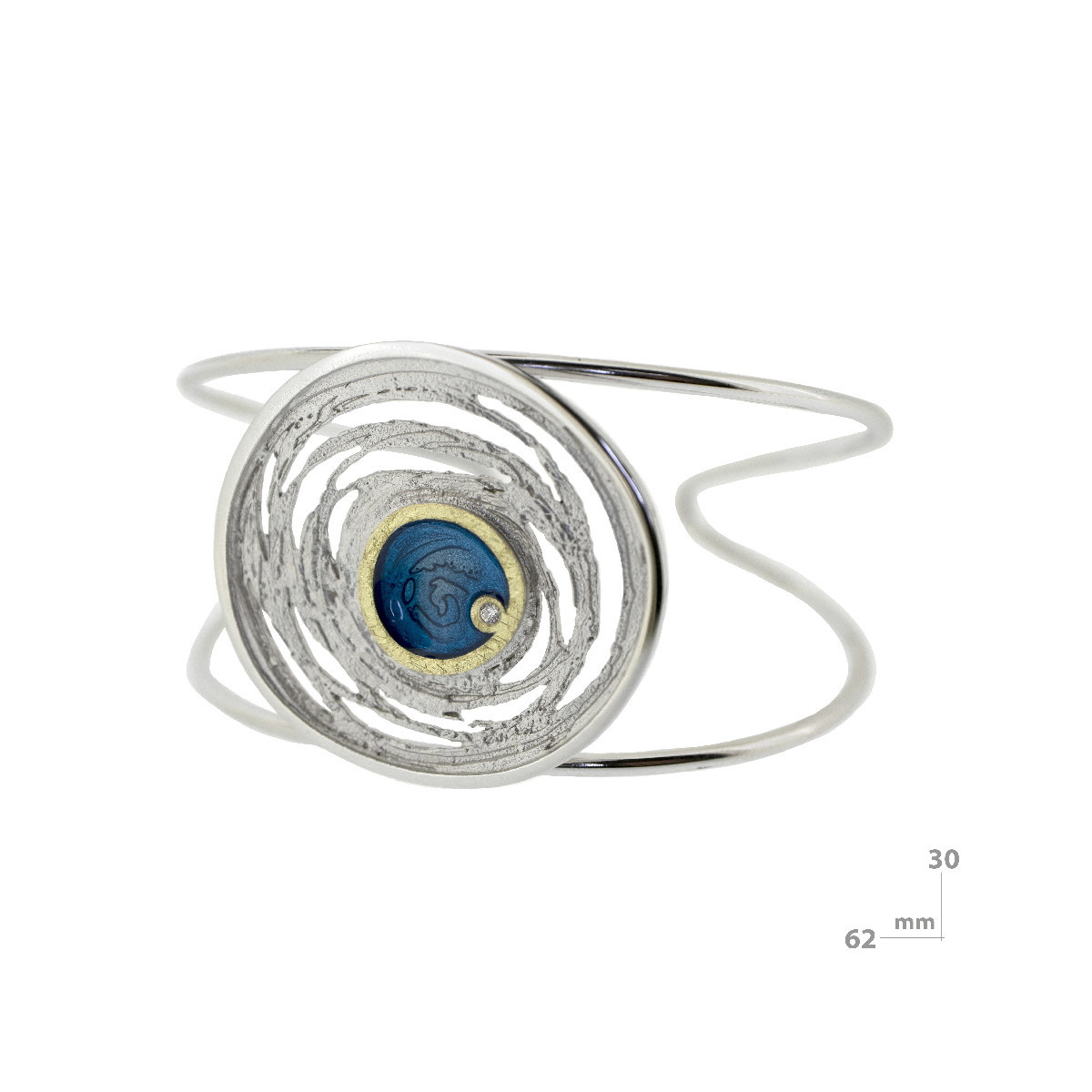 Esclava de plata, oro, esmalte y brillante