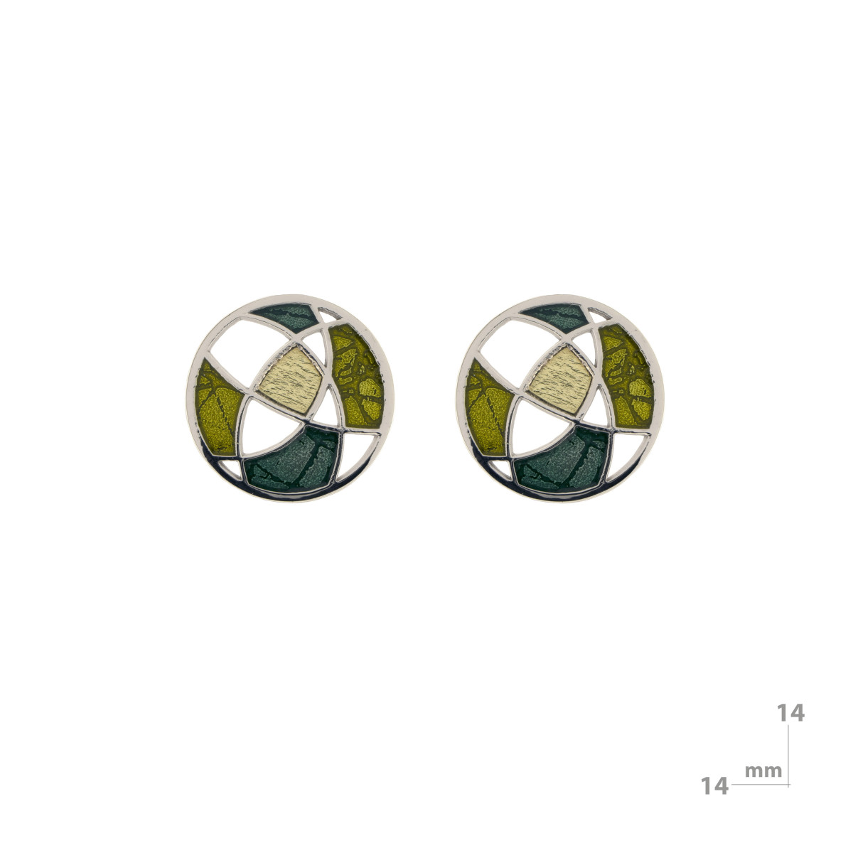 Pendientes de plata y oro, esmaltados