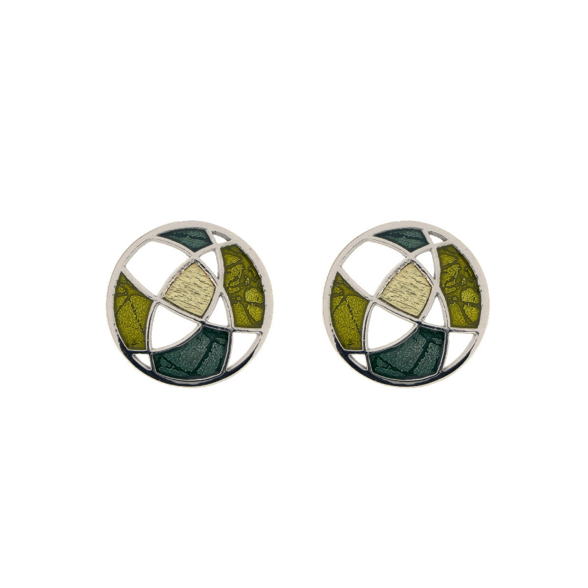 Pendientes de plata y oro, esmaltados