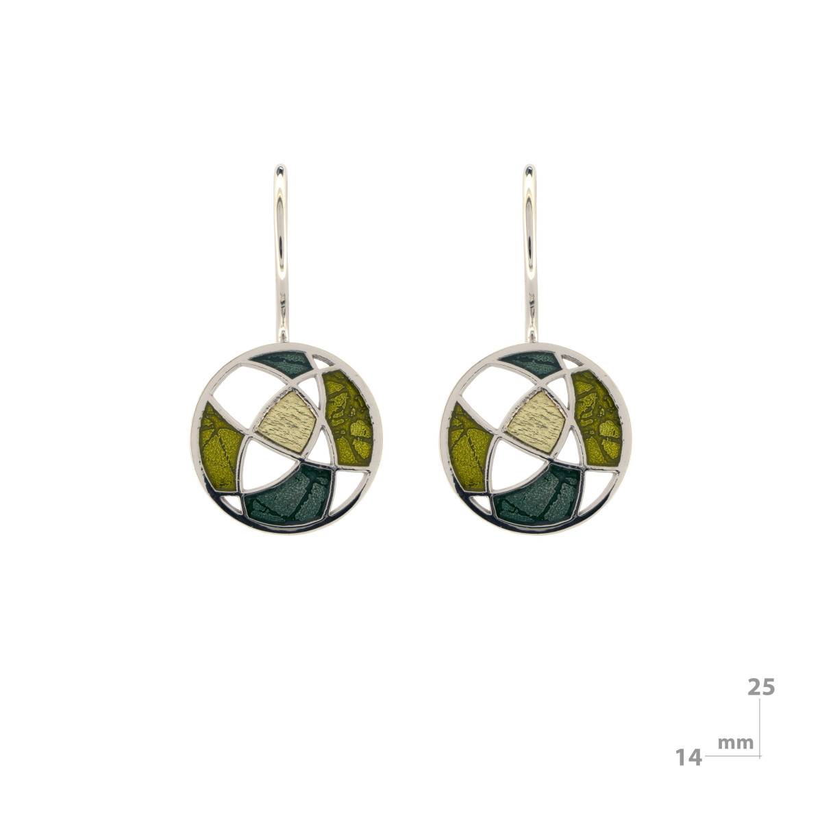 Pendientes de plata y oro, esmaltados