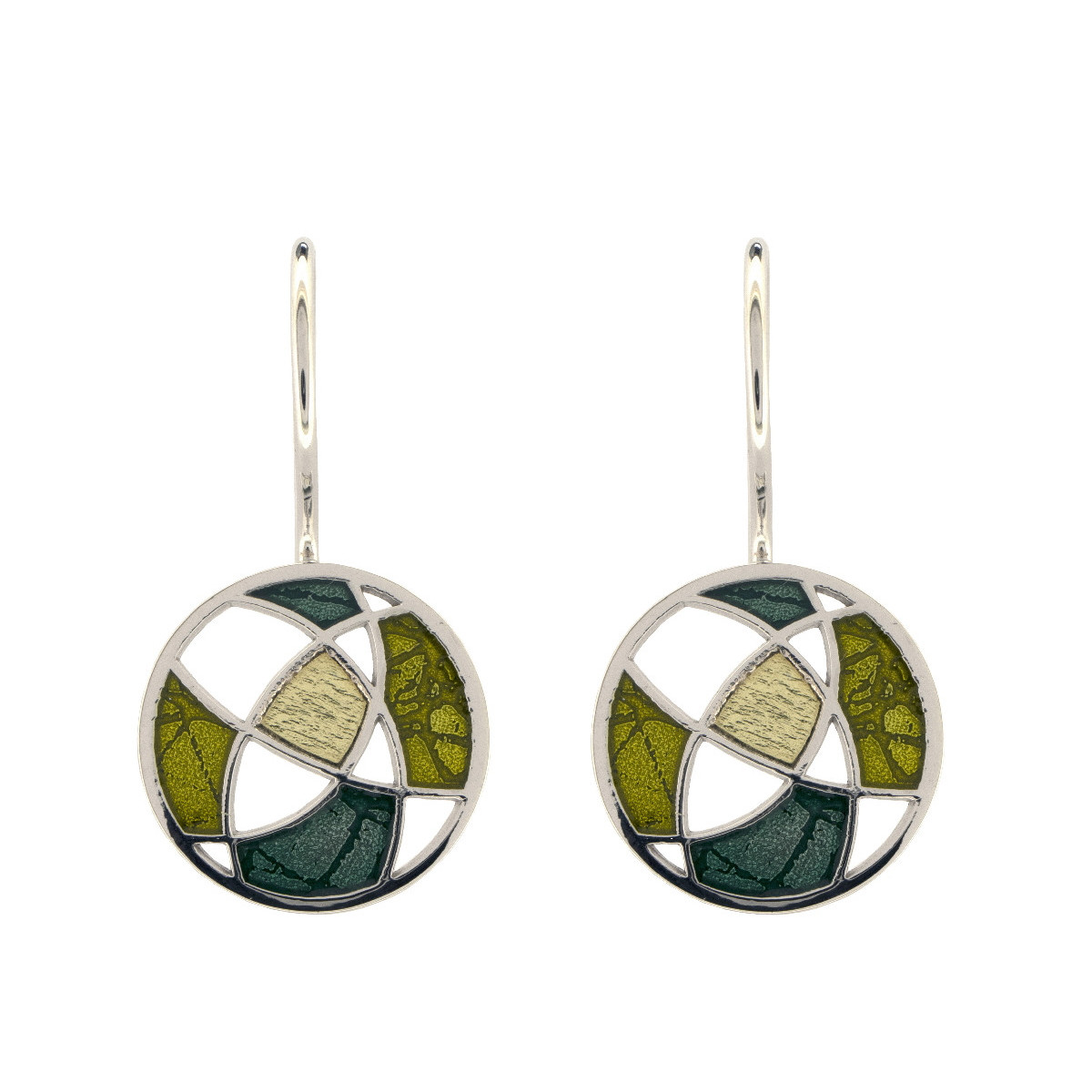 Pendientes de plata y oro, esmaltados