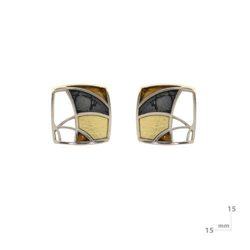 Arracades de plata i or, esmaltats