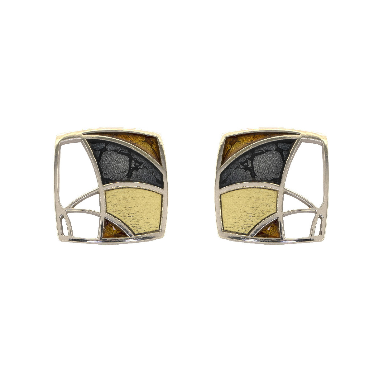 Arracades de plata i or, esmaltats