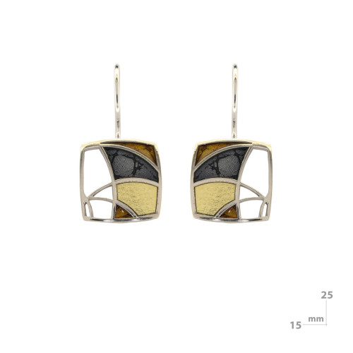 Arrecades de plata i or, esmaltats