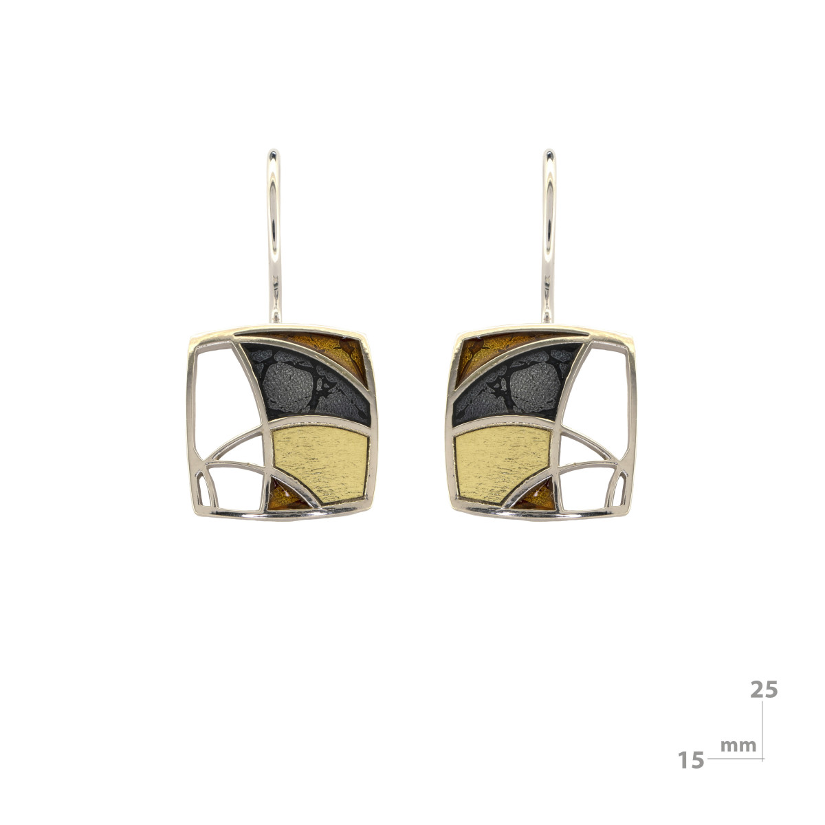 Arrecades de plata i or, esmaltats