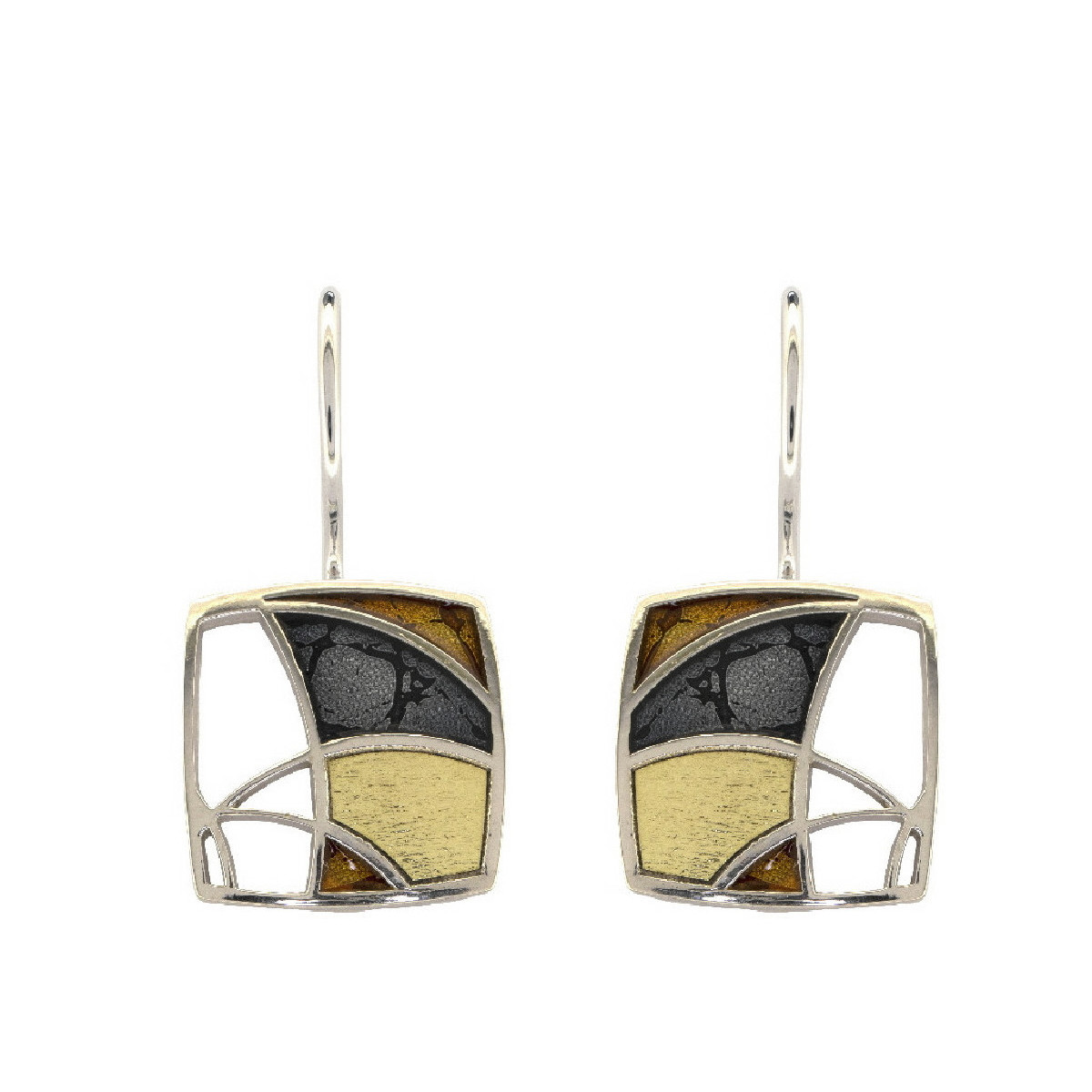 Arrecades de plata i or, esmaltats