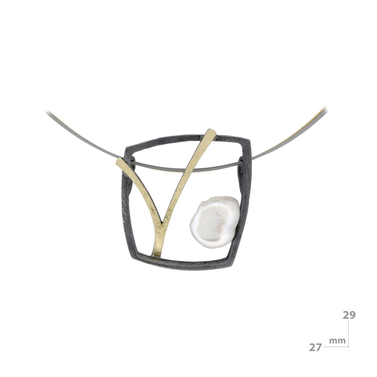 Colgante de plata, oro y perla