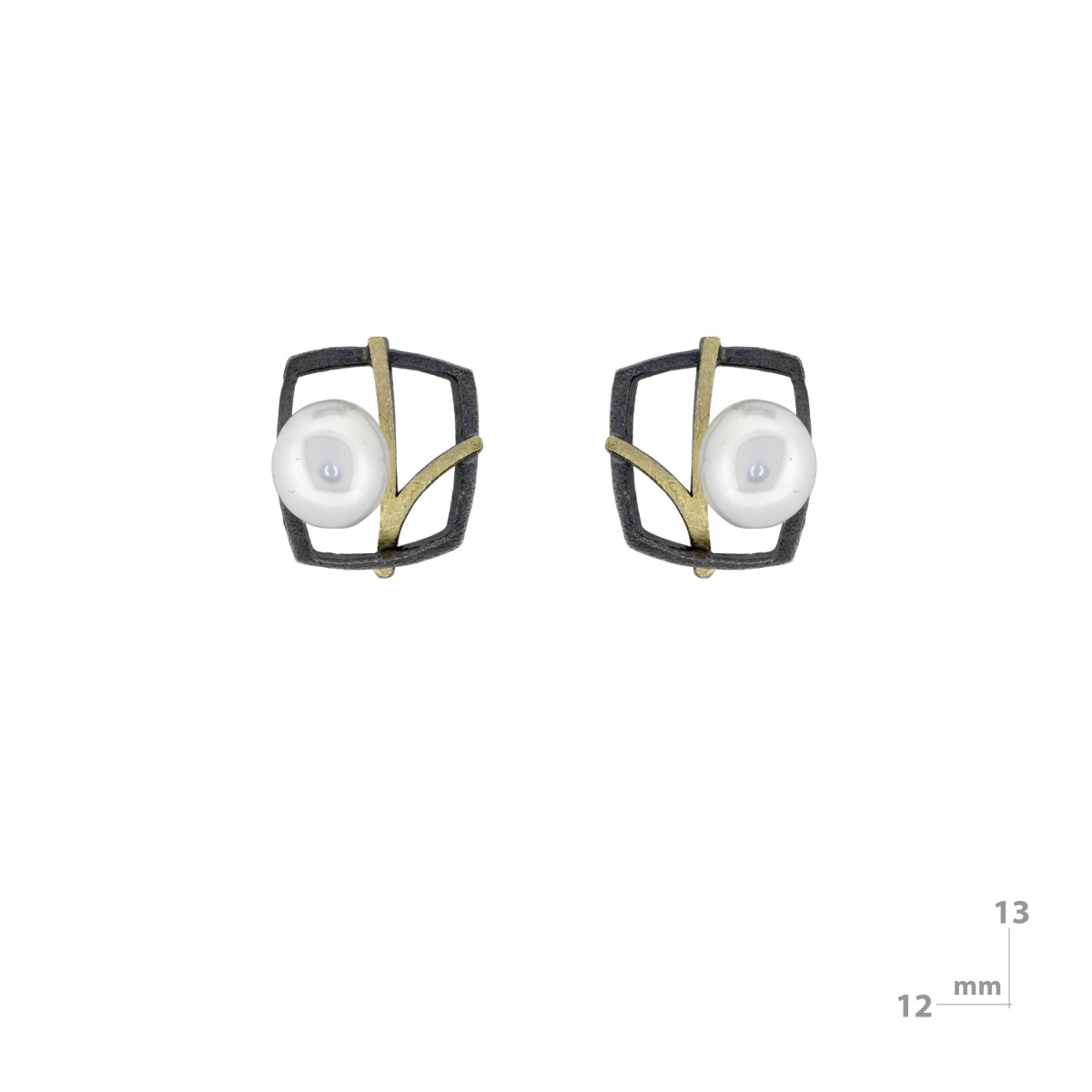 Pendientes de plata, oro y perla