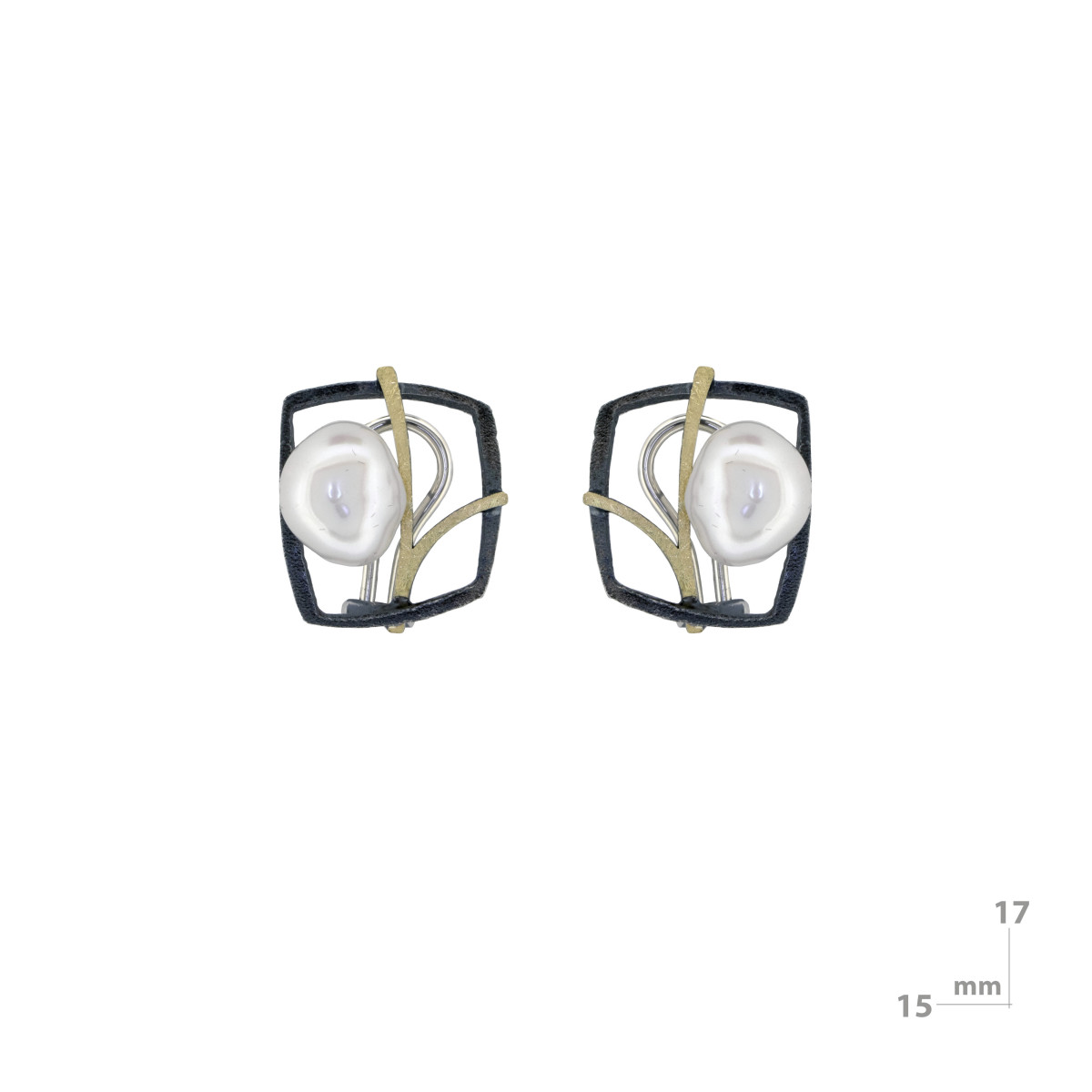 Pendientes de plata, oro y perla