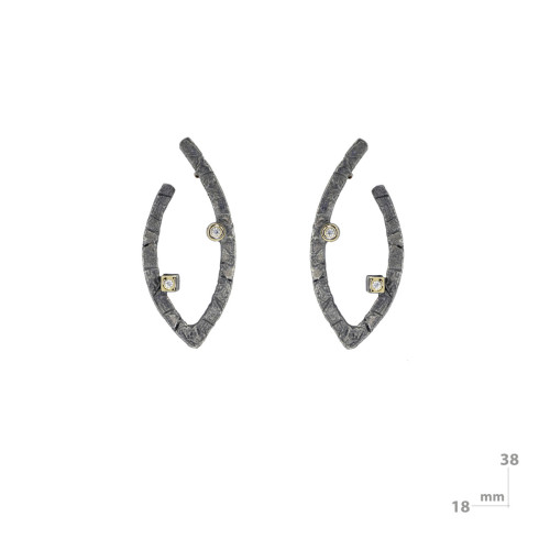 Pendientes de plata, oro y brillante