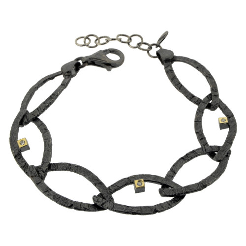 Pulsera de plata, oro y brillante