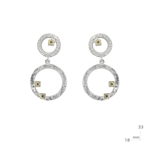 Pendientes de plata, oro y DIAMANT  LAB