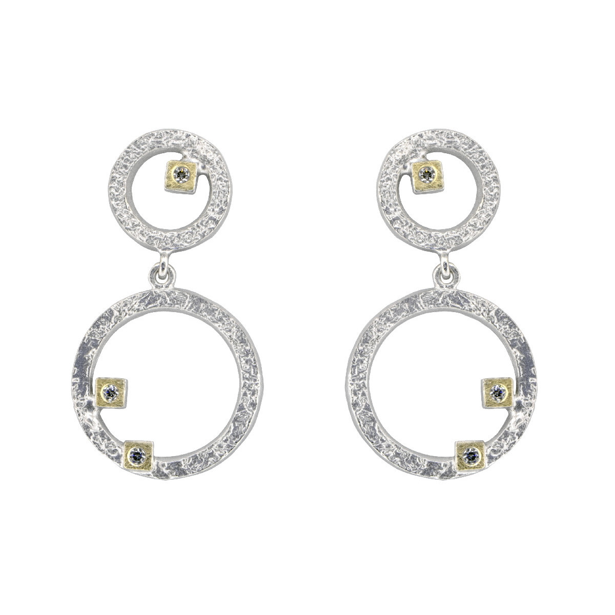 Arrecades de plata, or i brillant
