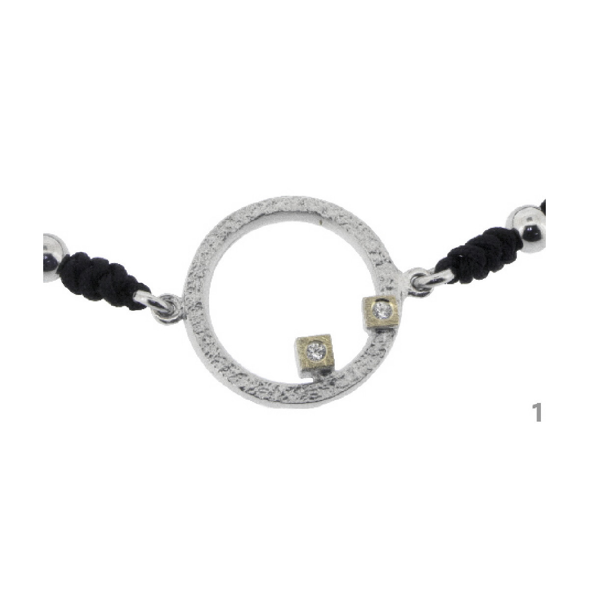 Polsera de macramé en plata, or i brillant