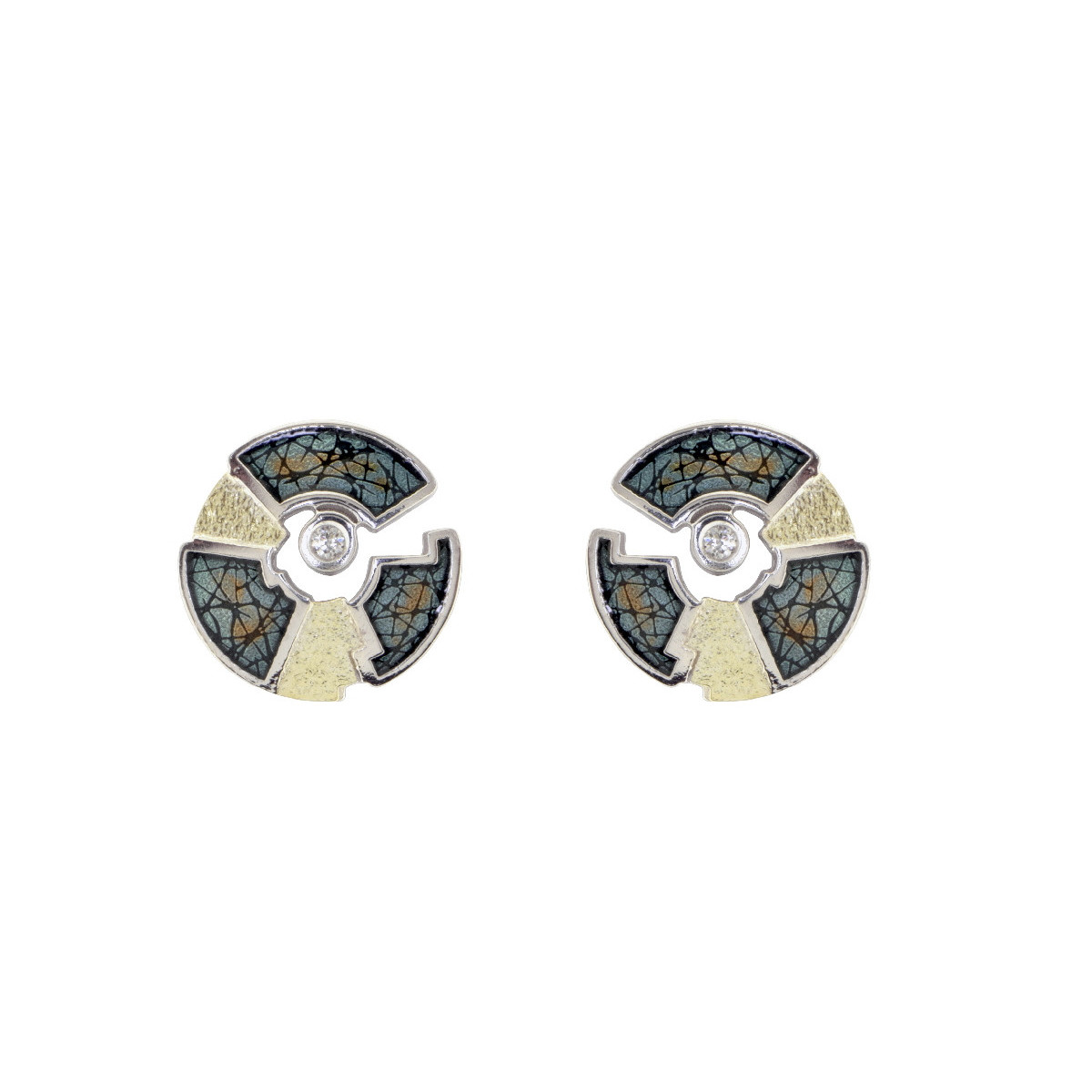 Arrecades de plata, or i brillant