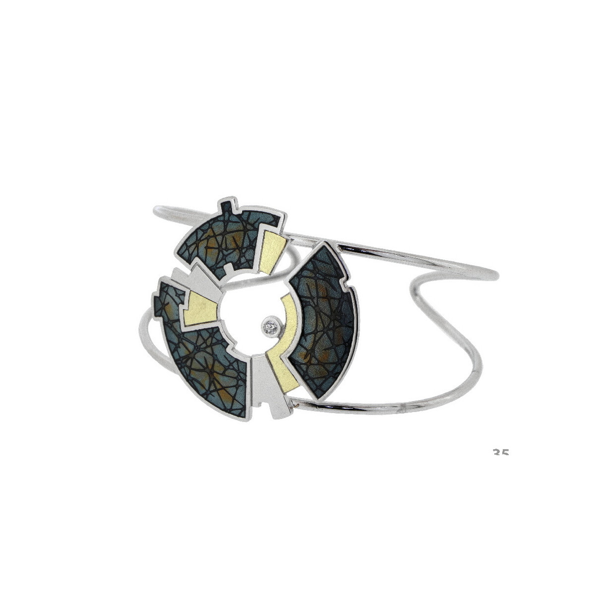 Polsera de plata, or, esmalt i brillant