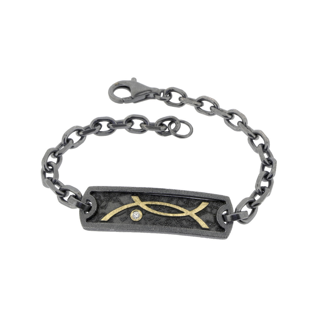 Pulsera de plata, oro y brillante de 0.025 ct