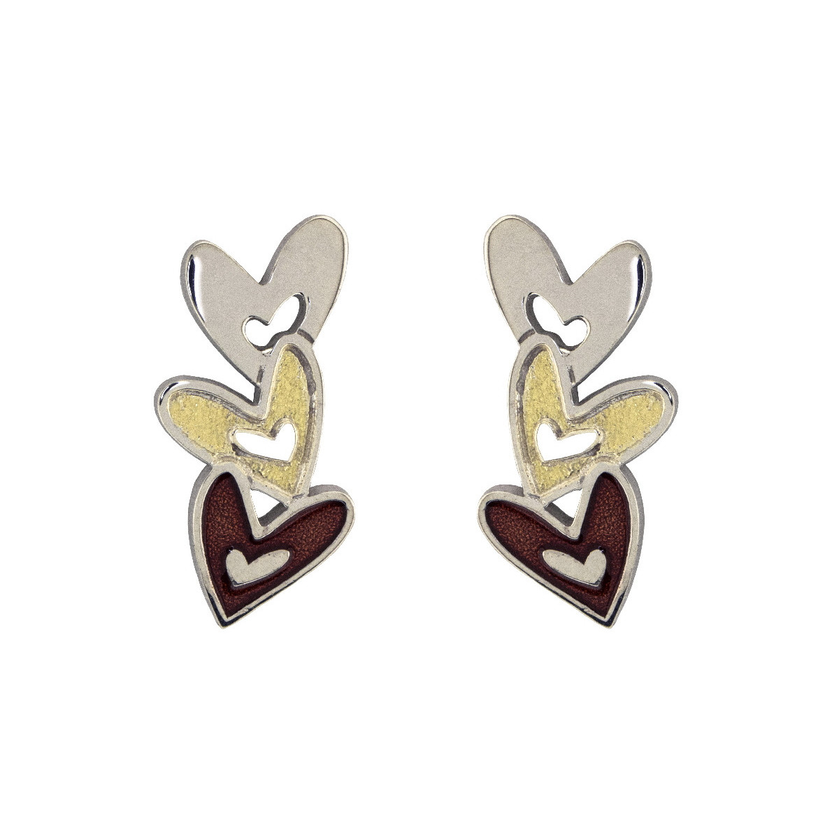 Pendientes de plata, esmalte y oro