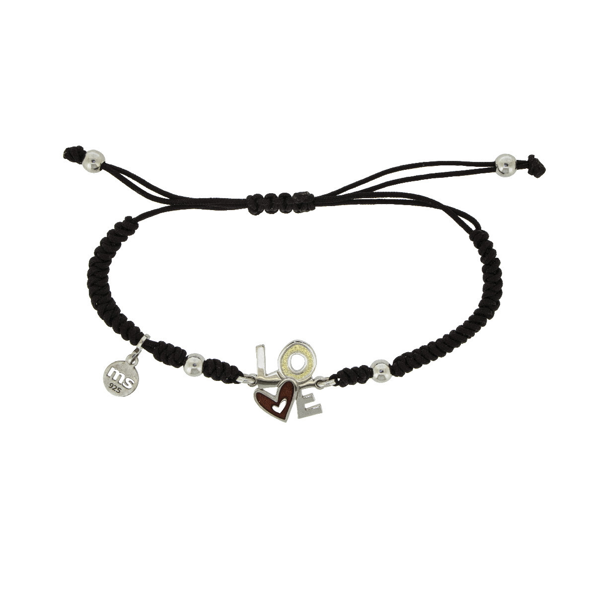 Polsera de macramé amb motiu en plata, esmalt i or