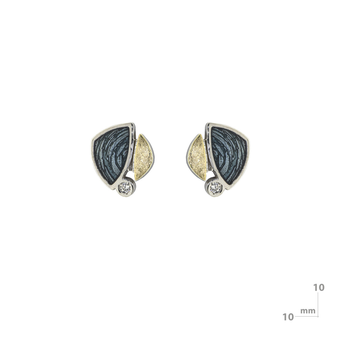 Pendientes de plata, esmalte, oro  y brillante