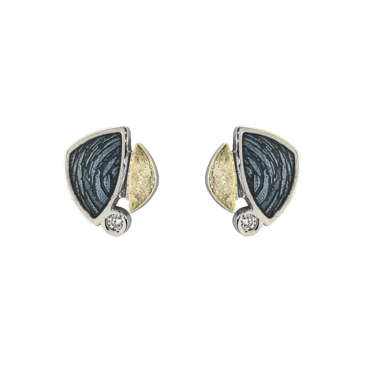 Pendientes de plata, esmalte, oro  y brillante