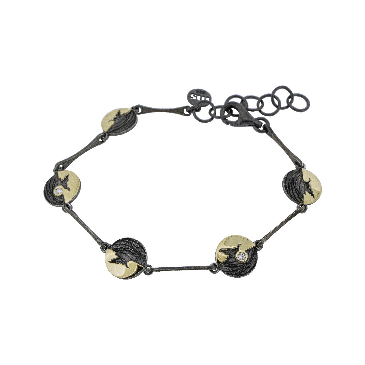 Pulsera de plata, oro y brillante