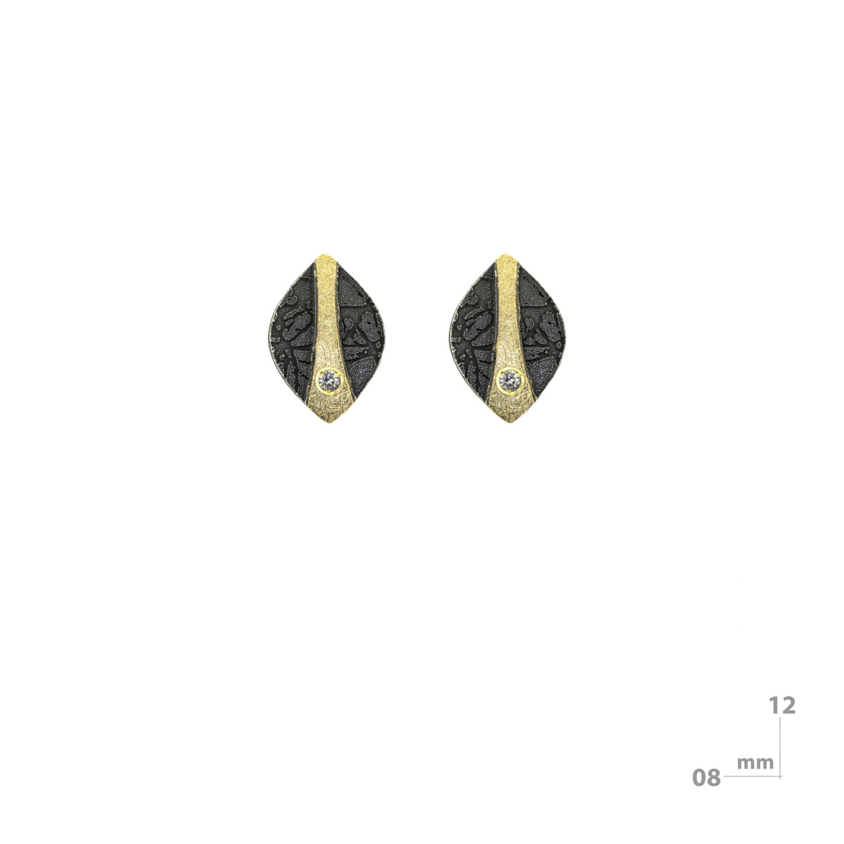 Pendientes de plata, oro  y brillante